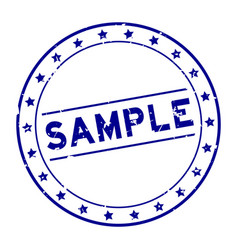 Grunge Blue Sample Word Round Rubber Seal Stamp