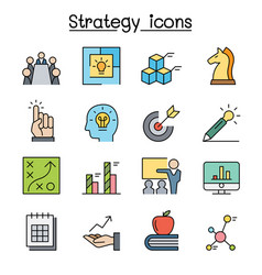 Strategy And Planning Color Line Icon Set