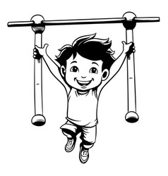 A Boy Doing Pull-ups On Horizontal Bar