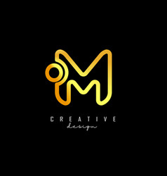 Outline Golden Letter M Logo With Dot And