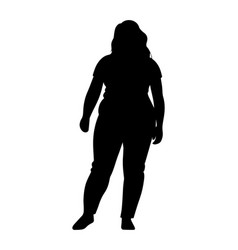 Overweight Woman Silhouette Isolated On White