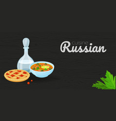 Traditional Russian Food Soup Pie And Vodka