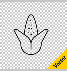 Black Line Corn Icon Isolated On Transparent