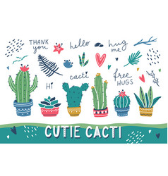 Cute Hand Drawn Cactus Set