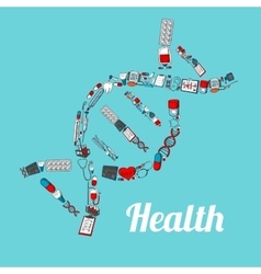 Dna Helix With Sketched Medical Icons