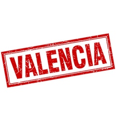 Valencia Red Square Grunge Stamp On White