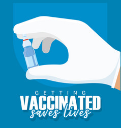 Hand Holding Vaccine Bottle Vaccines Save Lifes