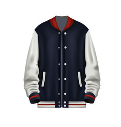 Realistic White And Blue Baseball Jacket