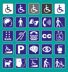 Signs For People With Disabilities In Blue Color