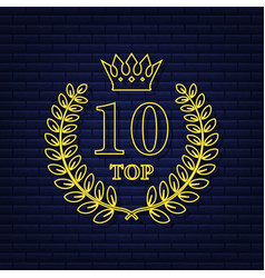 Top 10 Label Neon Laurel Wreath Icon