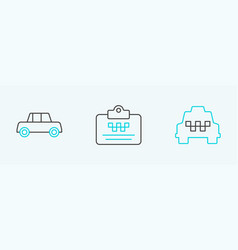 Set Line Taxi Car Car And Driver License Icon