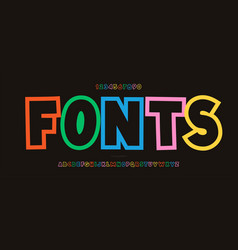 Fonts Colorful Line Style Trendy Typography