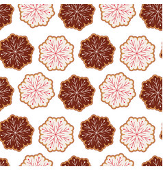 Pattern Of Snowflake Cookies On A White Background