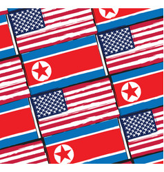 Usa And North Korea Flags Or Banner