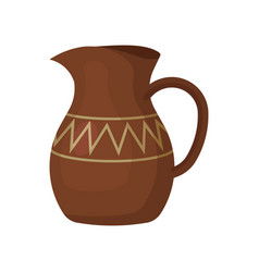 Flat icon of brown ceramic jug with one Royalty Free Vector