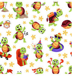 Cartoon Turtle Seamless Pattern Cute Animal