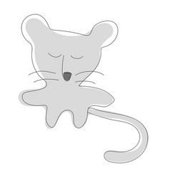 Hand Drawn Gray Sleeping Mouse