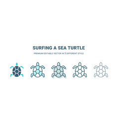 Surfing A Sea Turtle Icon In 5 Different Style