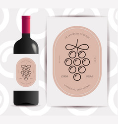 Vine Bottle Label Modern Line Style