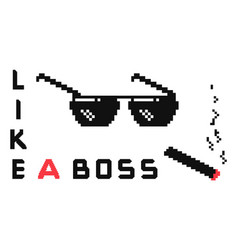 Like A Boss Pixel Isolated Concept Meme Gangster