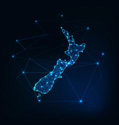 New Zealand Map Glowing Silhouette Outline Made