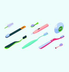 Teeth Brush Isometric Tools For Dental Care