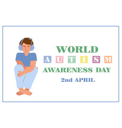 Autism Horizontal Banner - A Boy In Blue Clothes