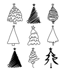 Christmas Tree Hand Drawn Set