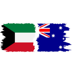 Australia And Kuwait Grunge Flags Connection