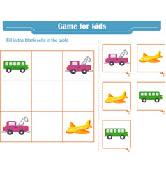 Logic Game For Children Fill In Blank Cells