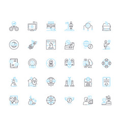 Industrial Development Linear Icons Set