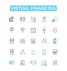 Virtual Financing Line Icons Set Virtual