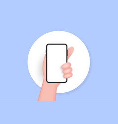 3d Hand Holding Smartphone On White Circle