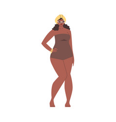 Curvy African American Woman In Swimsuit Flat