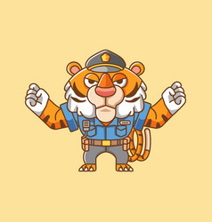 Cute Tiger Police Officer Uniform Cartoon Animal