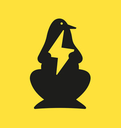 Penguin Power Logo Negative Space Concept