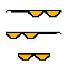 Set Of Fun Retro Pixel Sun Glass Icon Life Style