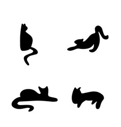 Set Silhouette Of The Cat Different Poses