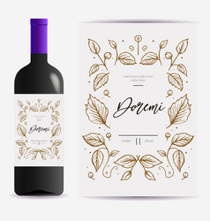 Vine Bottle Label Hand Draw Leaves Decoration