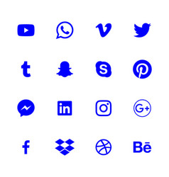 Blue Social Media Icons Reverse Alphabetical Order