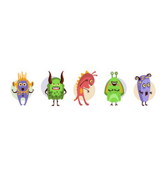 Funky Monster Character With Happy Face Set