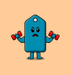 Cute Cartoon Price Tag Is Fitness With Barbell