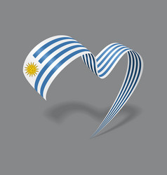 Uruguayan Flag Heart Shaped Ribbon