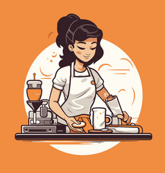 A Barista Girl Making Coffee In The Cafe