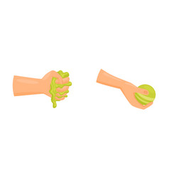 Human Hand Playing Tennis Ball And Slime