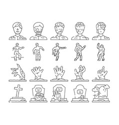 Zombie Horror Dead Monster Icons Set