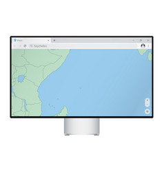 Computer Monitor With Map Of Seychelles