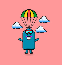 Cute Cartoon Price Tag Is Skydiving With Parachute