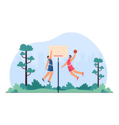 Cartoon Men Playing Basketball In Street