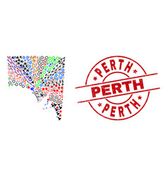 Perth Grunge Badge And South Australia Map Mosaic